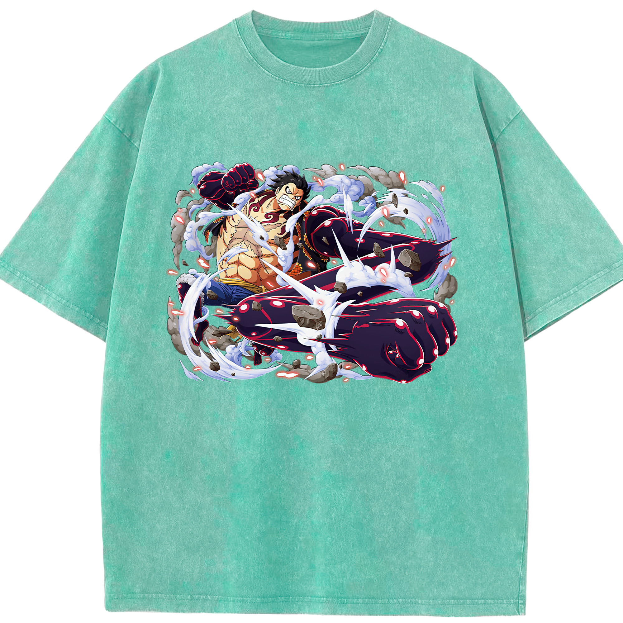 ワンピース モンキー・D・ルフィ ONE PIECE Monkey D. Luffy 綿100% ヴィンテージ風 半袖Tシャツ（フロントプリント）